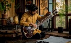 Rajib Karmakar sitarrajib How Sitar Works in Game Soundtracks: A Sound Designer's Guide 10 Sound designer tuning sitar in studio
