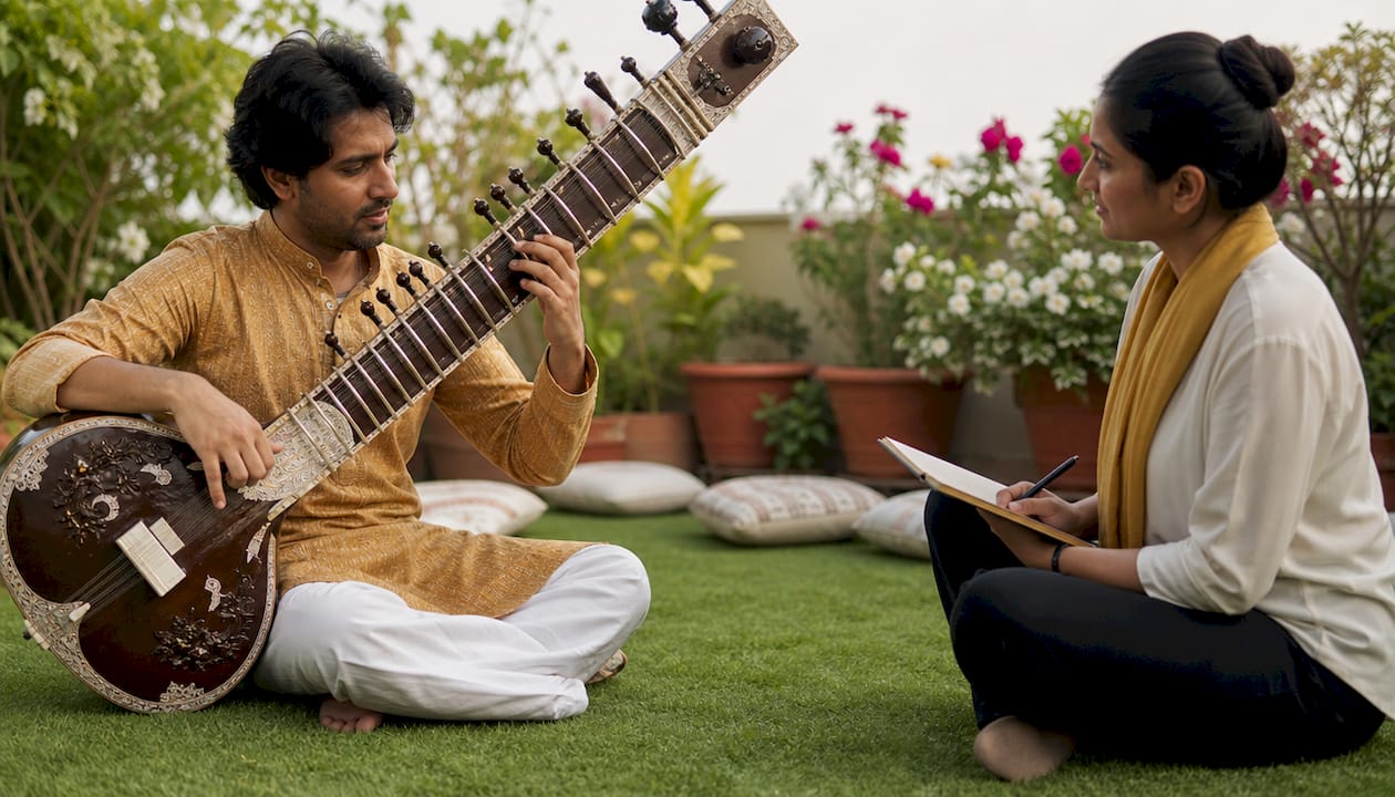 Rajib Karmakar sitarrajib How Live Sitar Works for Brand Activations 1 Sitar artist performing at brand activation event
