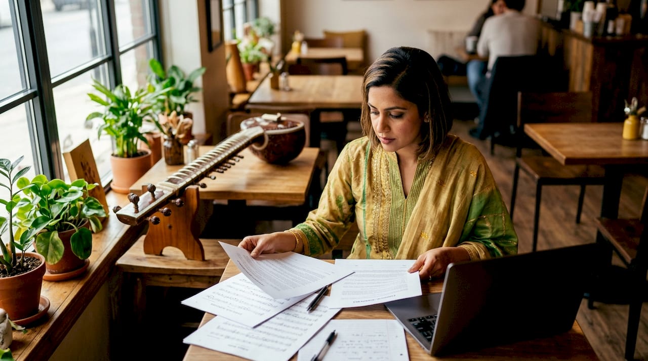 Rajib Karmakar sitarrajib How to License Indian Classical Music for Film 1 Music supervisor reviewing Indian classical music licenses