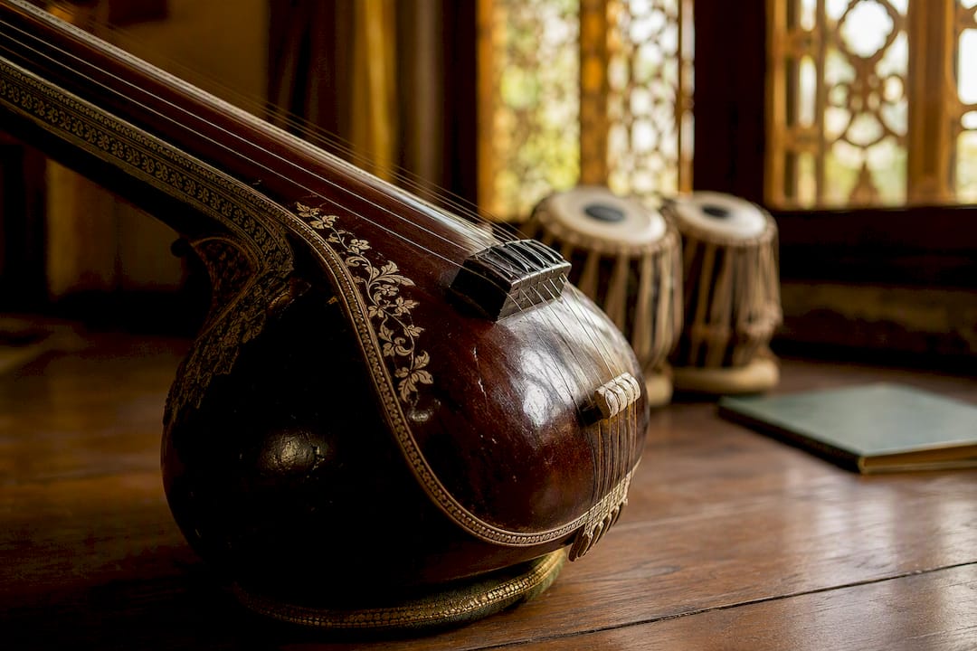 Rajib Karmakar sitarrajib The Role of the Drone in Indian Classical Music 1 Close-up of tanpura strings vibrating