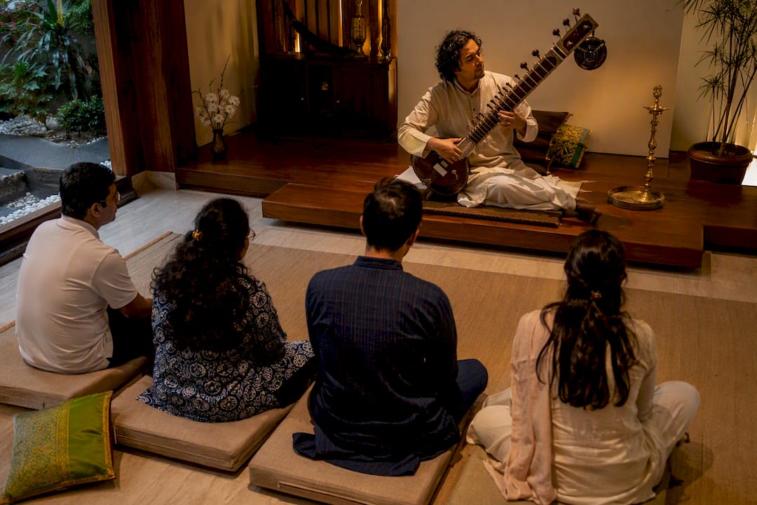 Rajib Karmakar sitarrajib Learn Raga by Baithak: Rajib on Choosing an Indian Music Workshop 1 Learners practicing in an Indian music workshop